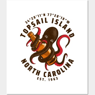 Topsail Island, NC Octopus Summer Vacation Posters and Art